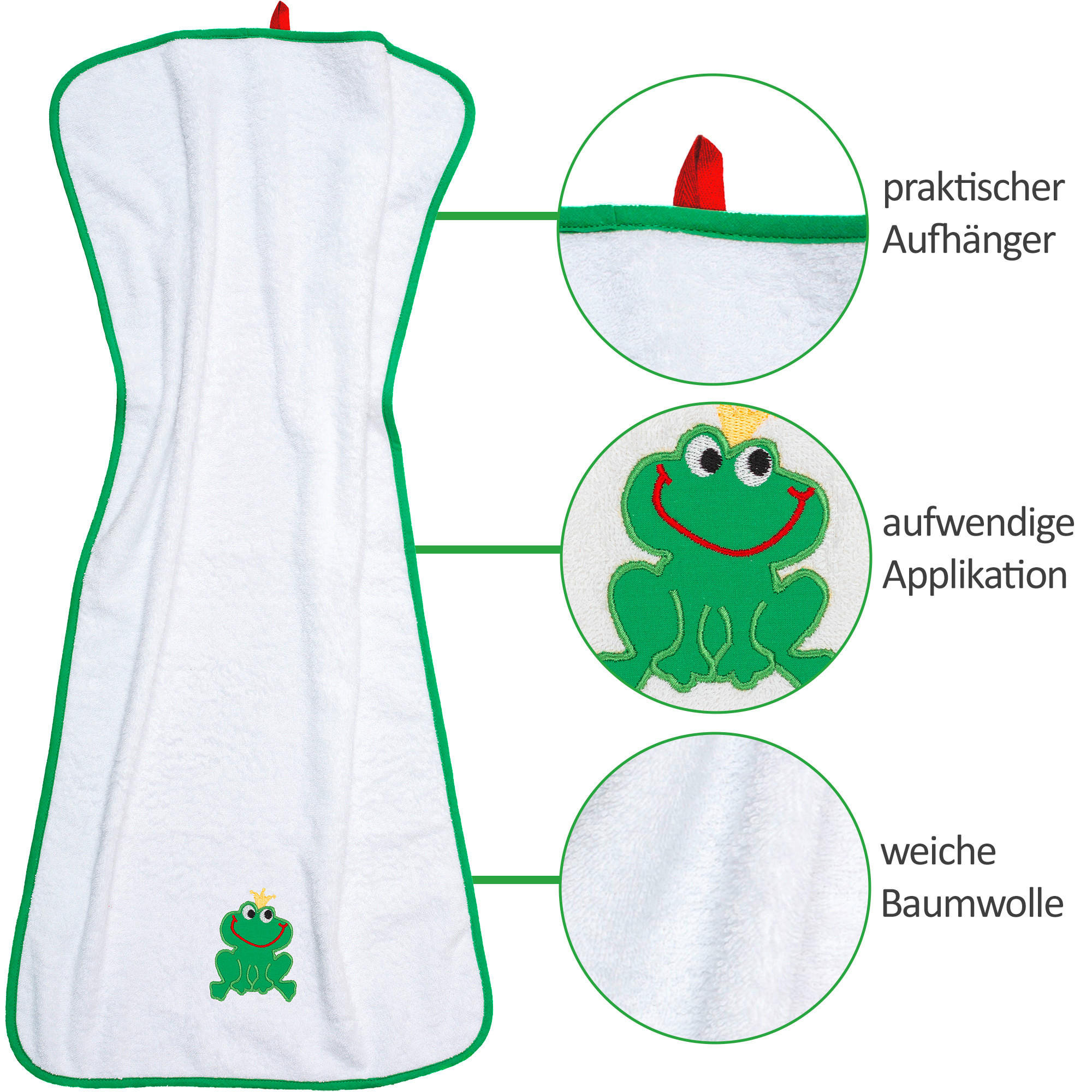 HANDTUCH 50/100 cm FROSCH Grün, Weiß  - Weiß/Grün, Basics, Textil (50/100cm)