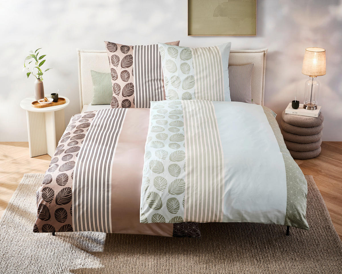 WENDEBETTWÄSCHE Satin 155/220 cm  - Beige/Braun, Textil (155/220cm) - Novel