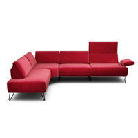 ECKSOFA Cosy Rot Samt  - Rot/Schwarz, Design, Textil/Metall (213/288-303cm) - SENSOO