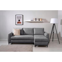 ECKSOFA Moli Dunkelgrau Mikrofaser  - Dunkelgrau/Schwarz, Design, Textil/Metall (236/148cm) - MID.YOU