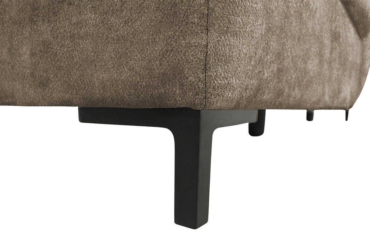 WOHNLANDSCHAFT SOLEI U Taupe Chenille  - Taupe/Schwarz, Design, Kunststoff/Textil (184/334/188cm) - MID.YOU