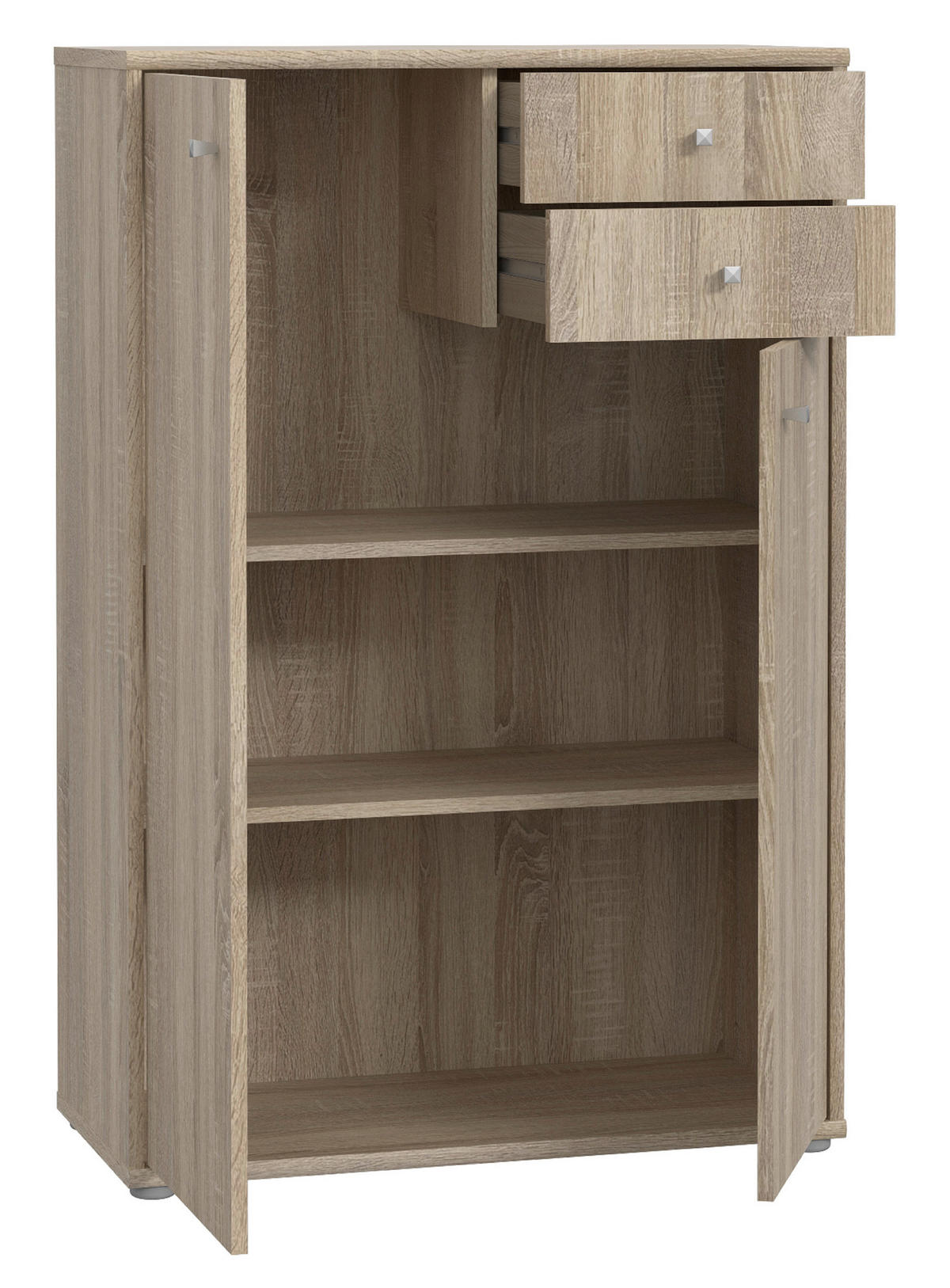 KOMMODE  in 73,7/111,1/34,8 cm  - Alufarben/Sonoma Eiche, Design, Holzwerkstoff/Kunststoff (73,7/111,1/34,8cm)