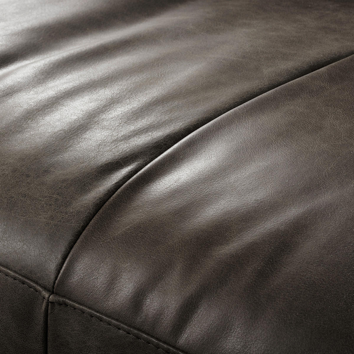 ECKSOFA in Echtleder Fango  - Fango/Schwarz, Design, Leder/Metall (172/313cm) - Livetastic