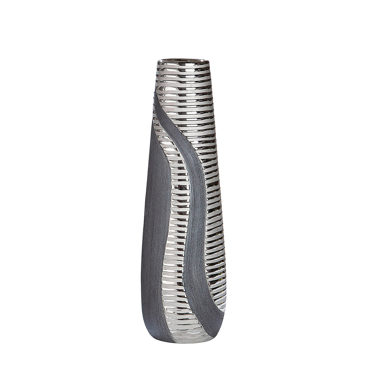 XXXLutz Bodenvase Sevilla Silber, Grau 14x49x14 cm