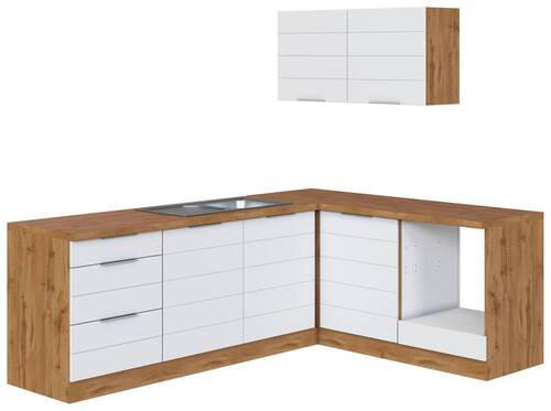 ECKKÜCHE 240/180 cm in Weiß, Eiche Wotan - Eiche Wotan/Weiß, Design, Holzwerkstoff/Metall (240/180cm) - Held