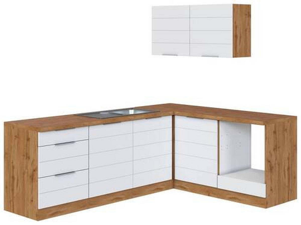 ECKKÜCHE 240/180 cm  in Weiß, Eiche Wotan  - Eiche Wotan/Weiß, Design, Holzwerkstoff/Metall (240/180cm) - Held