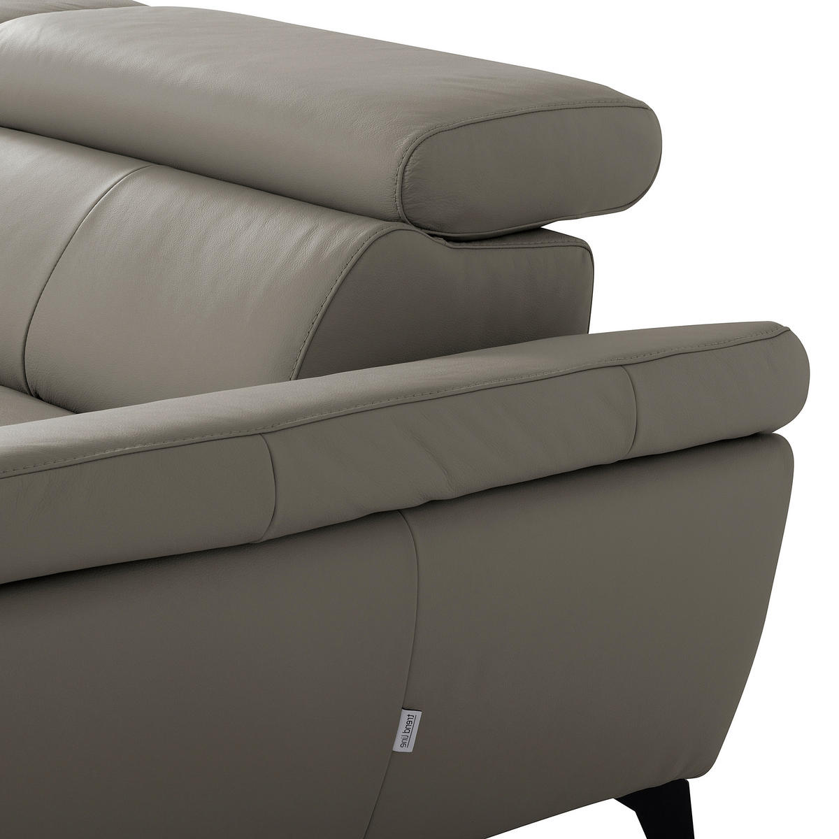 ECKSOFA SONO in Lederlook Echtleder Schlammfarben Armteilverstellung, Kopfteilverstellung  252/179 cm  - Schlammfarben/Schwarz, Design, Leder/Textil (252/179cm) - Livetastic