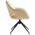 ARMLEHNSTUHL  Sitzfläche 360° drehbar, automatische Rückholfunktion  Echtleder  - Creme/Schwarz, Design, Leder/Metall (62/85/64cm) - Novel