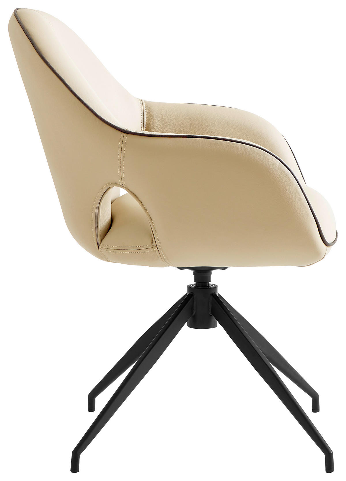 KAROSSZÉK krémszínű, fekete  - krémszínű/fekete, Design, bőr/fém (62/85/64cm) - Novel