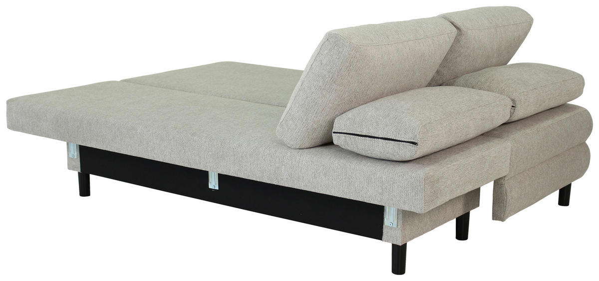 SCHLAFSOFA Webstoff Taupe  - Taupe/Schwarz, Design, Textil/Metall (197/84/92,5cm) - home24