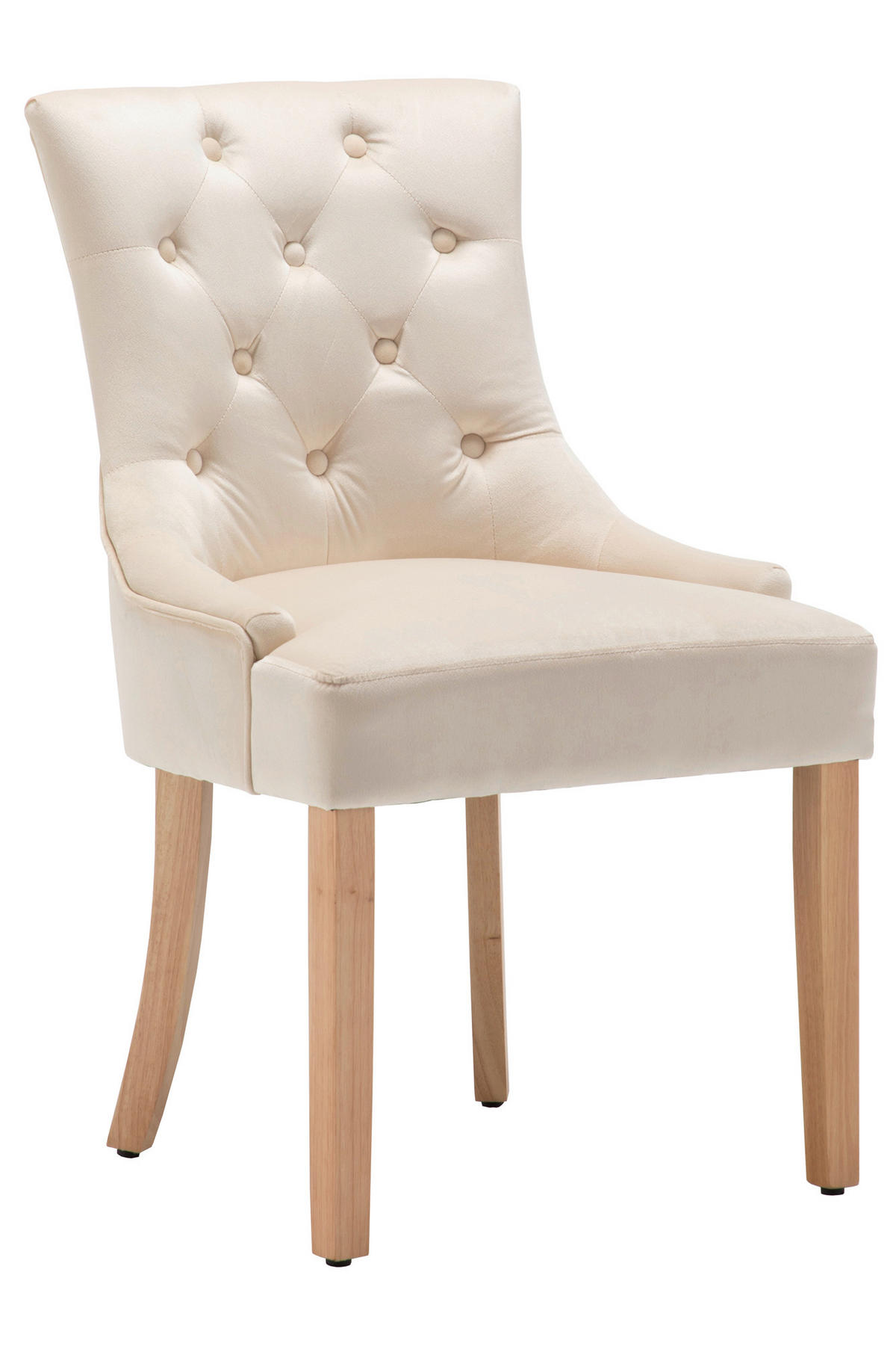 STUHL-SET 2 Stück  Samt  Creme, Naturfarben  - Creme/Naturfarben, MODERN, Holz/Textil (56/91/63cm) - MID.YOU