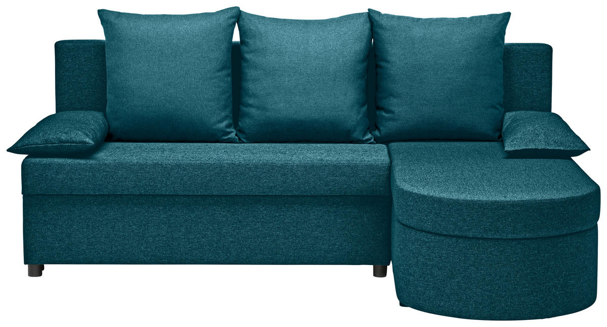ECKSOFA in Webstoff Türkis  - Türkis/Anthrazit, Konventionell, Kunststoff/Textil (159/196cm) - Ti'me