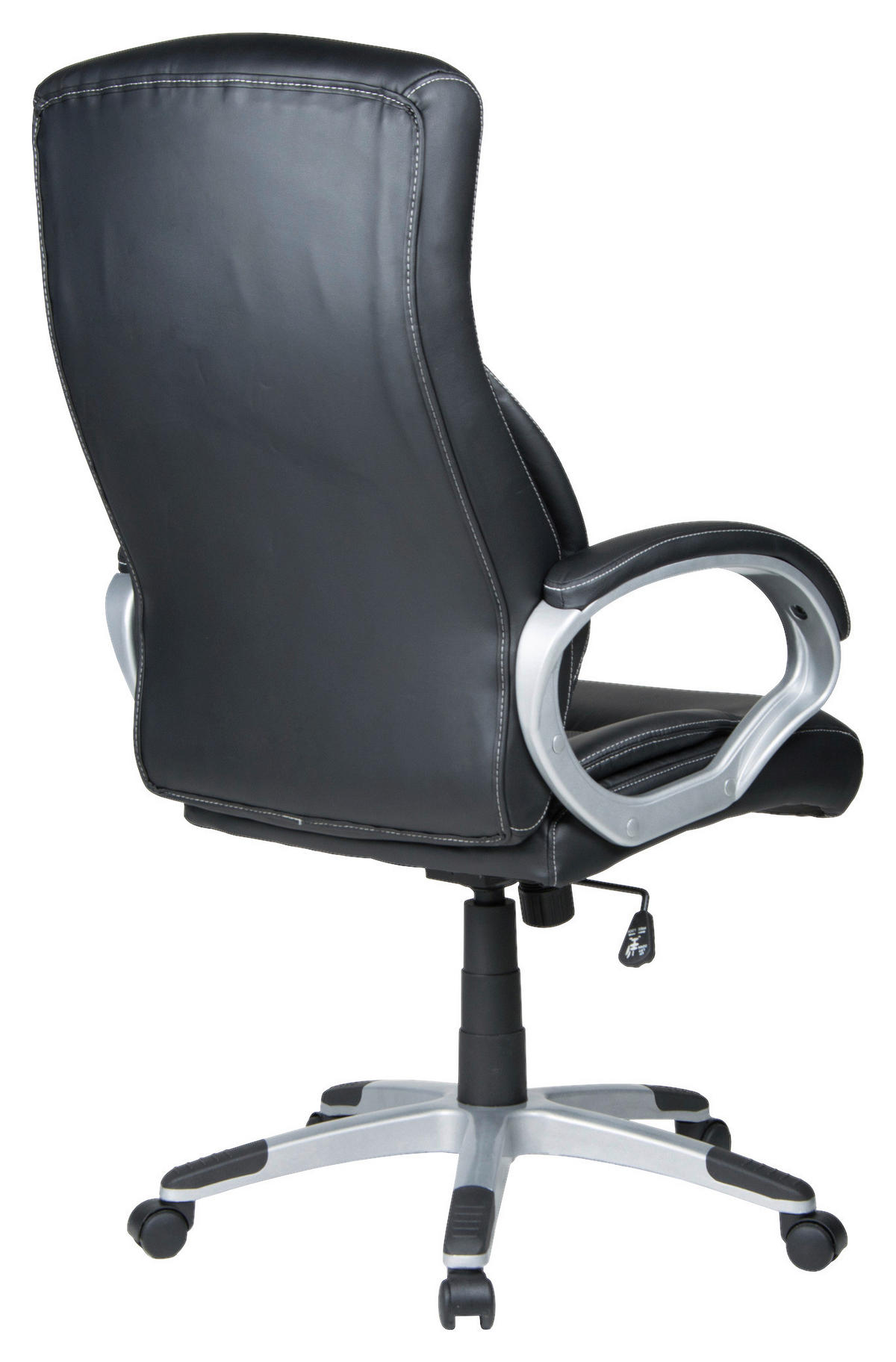 CHEFSESSEL Lederlook Schwarz  - Silberfarben/Schwarz, KONVENTIONELL, Kunststoff/Textil (65/114-122/65cm) - Boxxx