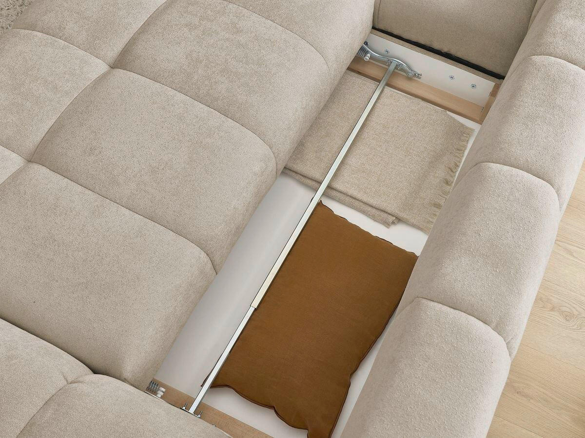 ECKSCHLAFSOFA EVEREST  mit Rücken echt, Armteil links, Armteil rechts Struktur Taupe  - Taupe/Schwarz, MODERN, Kunststoff/Textil (180/318cm) - Livetastic