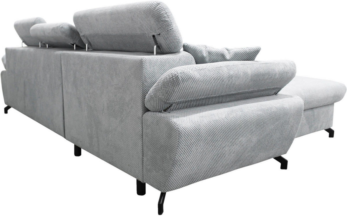 ECKSOFA OMEGA in Chenille Grau  186/280 cm  - Schwarz/Grau, Design, Textil/Metall (186/280cm) - MID.YOU