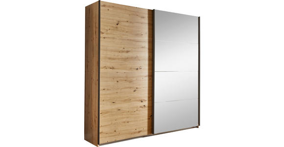 SCHWEBETÜRENSCHRANK  in Eiche Artisan  - Eiche Artisan/Grau, KONVENTIONELL, Glas/Holzwerkstoff (181/210/62cm) - Xora