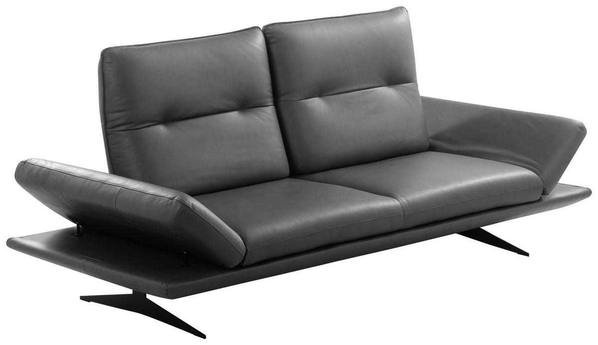 3-SITZER-SOFA 238/95/107 cm  in Echtleder Dunkelgrau   - Dunkelgrau/Schwarz, Design, Leder/Metall (238/95/107cm) - Celina Home