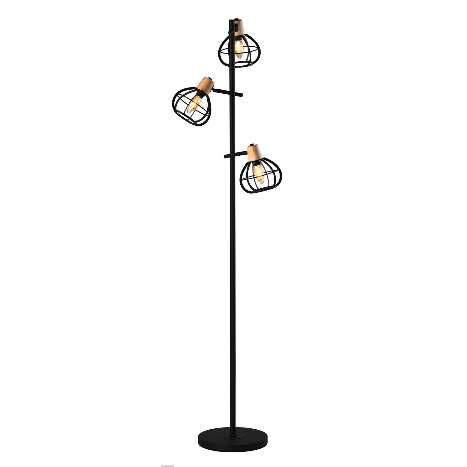 STEHLEUCHTE 36/153 cm    - Schwarz/Akaziefarben, Design, Holz/Metall (36/153cm)