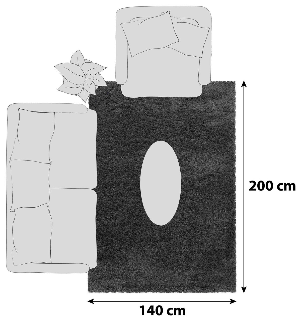 KOBEREC S VYSOKÝM VLASEM, 140/200 cm, šedá - šedá, Basics, textil (140/200cm) - Novel