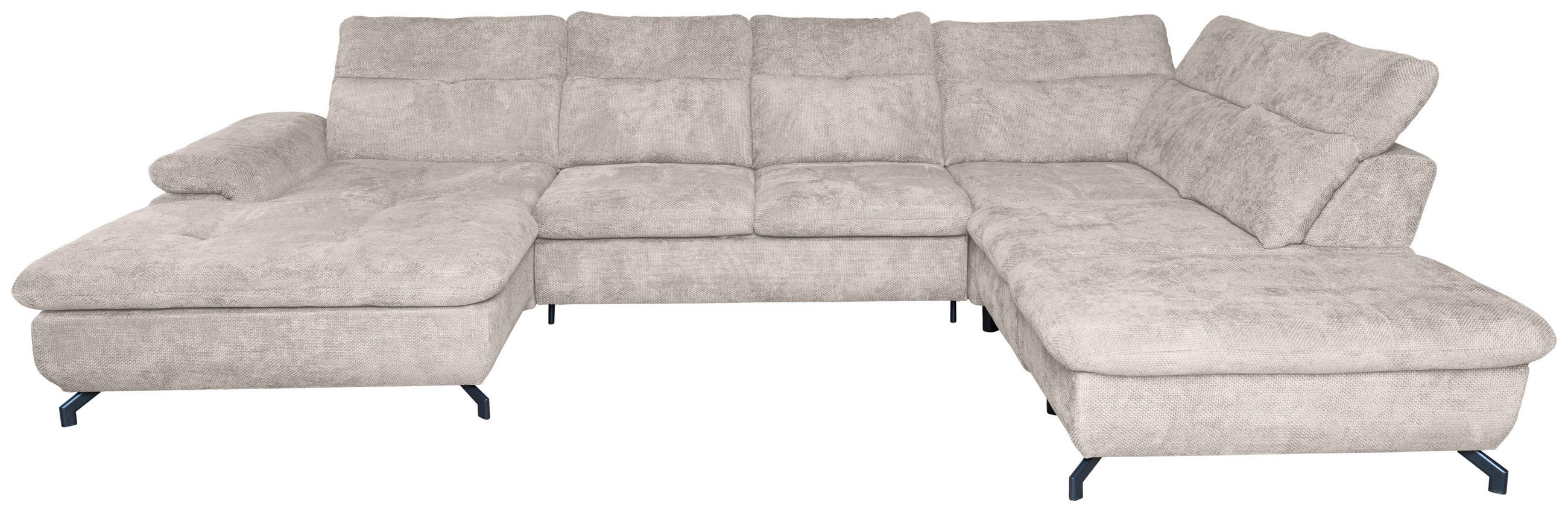 WOHNLANDSCHAFT Creme Struktur  - Creme/Schwarz, KONVENTIONELL, Textil/Metall (188/357/253cm) - Carryhome