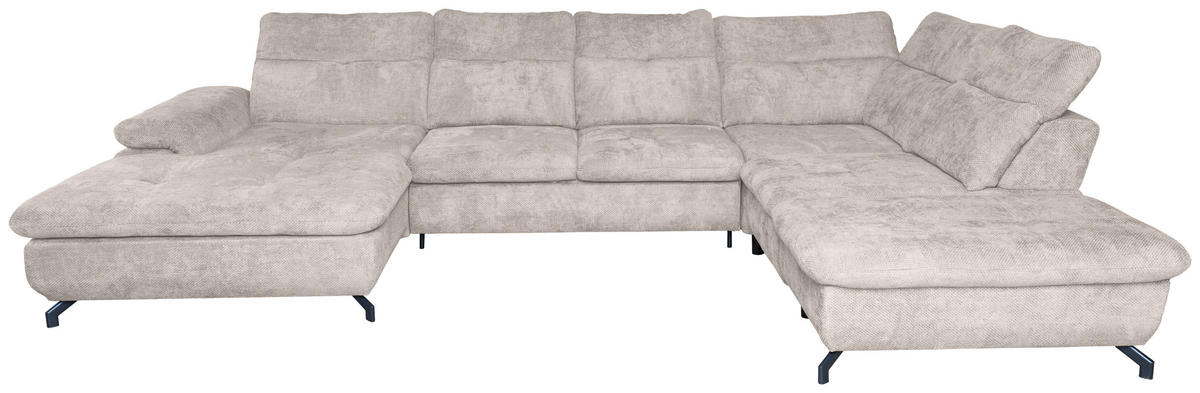 WOHNLANDSCHAFT Creme Struktur  - Creme/Schwarz, KONVENTIONELL, Textil/Metall (188/357/253cm) - Carryhome