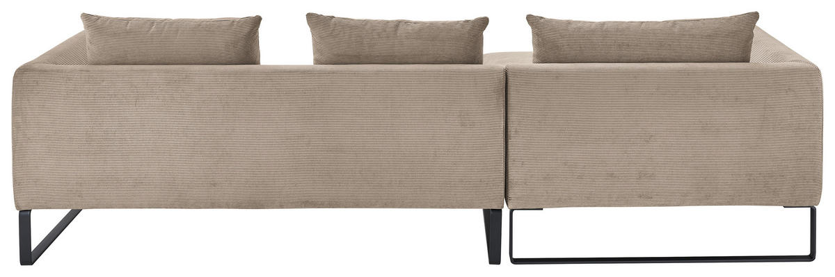ECKSOFA in Cord Taupe  - Taupe/Schwarz, Konventionell, Textil/Metall (178/284cm) - Hom`in