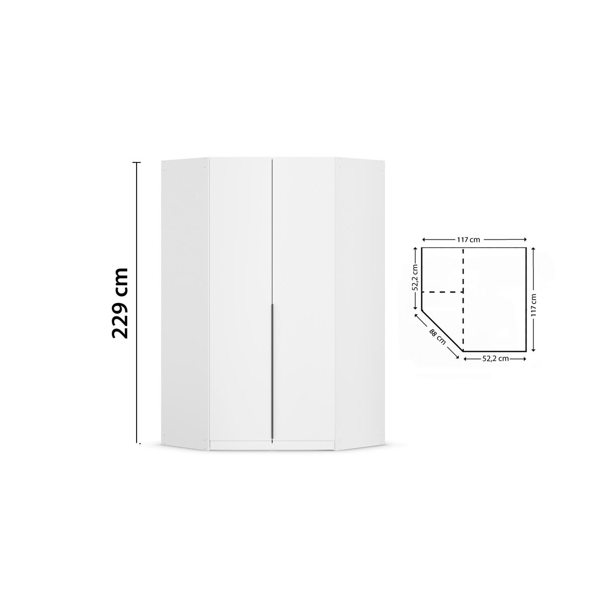 ECKKLEIDERSCHRANK 117/229/117 cm  - Weiß/Grau, MODERN, Holzwerkstoff (117/229/117cm) - Rauch Möbel