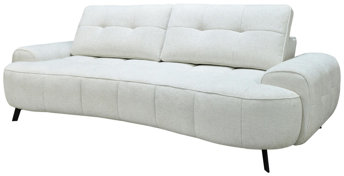 2-SITZER-SOFA Chenille Creme  - Creme/Schwarz, Design, Kunststoff/Textil (230/84/104/111/122cm) - Livetastic