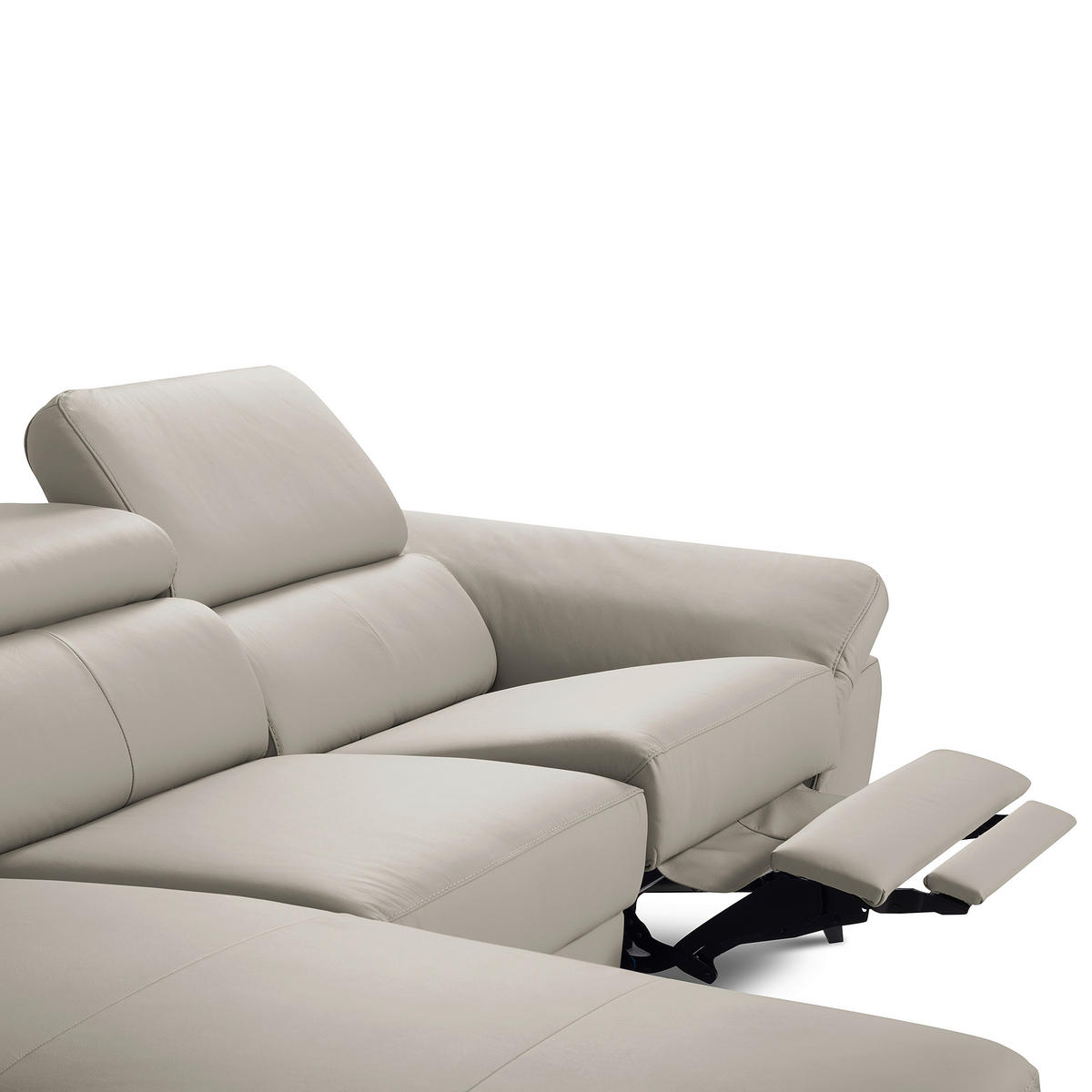 ECKSOFA Lederlook Echtleder Platinfarben  - Platinfarben/Schwarz, Design, Leder/Textil (179/252cm) - Livetastic