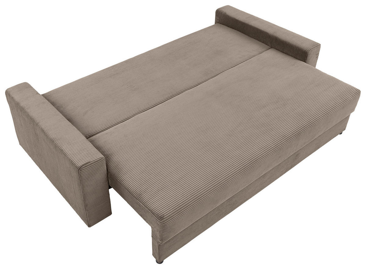 SCHLAFSOFA in Cord Taupe  - Taupe/Schwarz, Konventionell, Kunststoff/Textil (233/92/108cm) - Carryhome