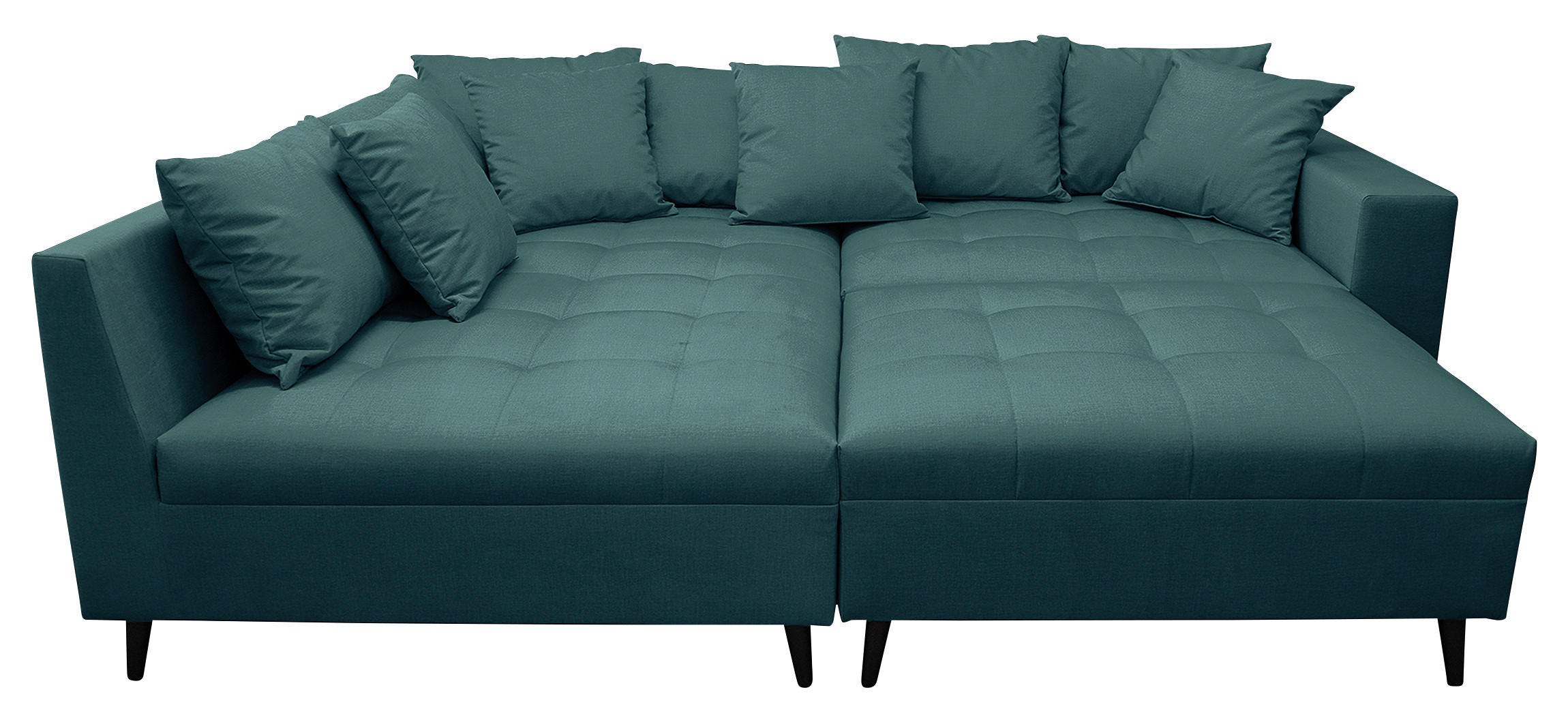 Ecksofa inkl. Hocker Petrol Mikrofaser  - Petrol/Schwarz, Design, Holz/Textil (174/247cm) - MID.YOU