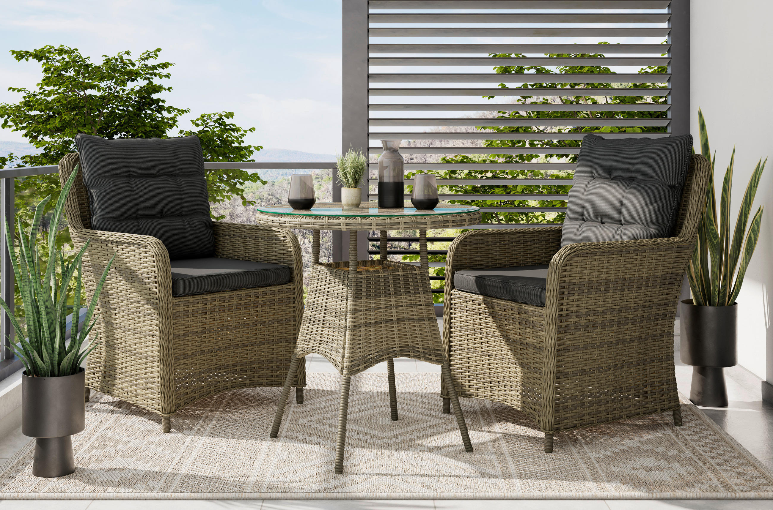 BALKONSET  - Grau, MODERN, Glas/Kunststoff - Ambia Garden