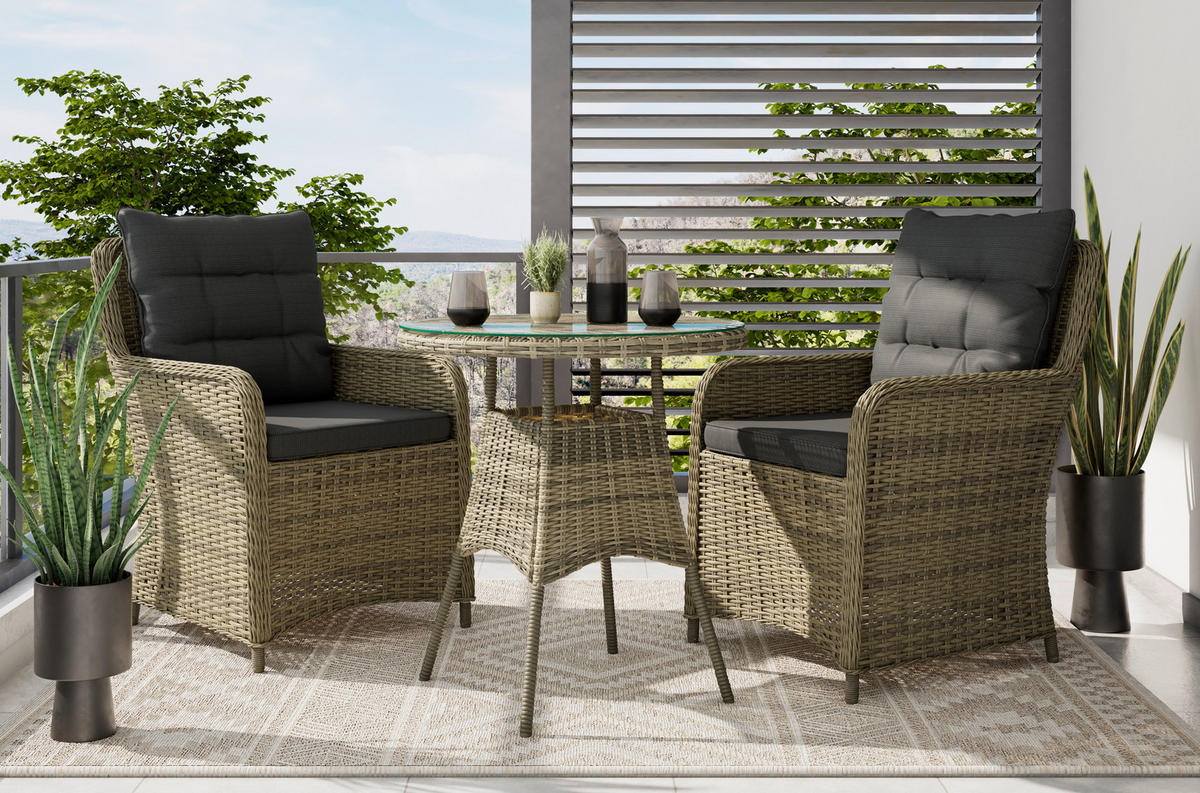 BALKONSET  - Grau, MODERN, Glas/Kunststoff - Ambia Garden