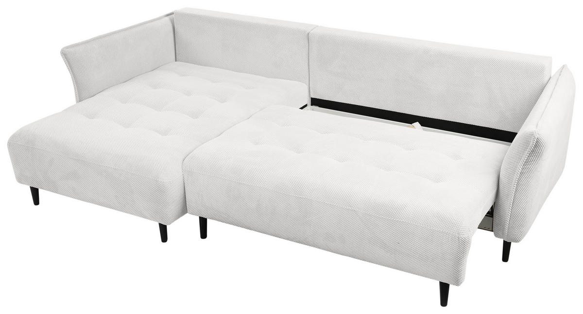 ECKSOFA in Chenille Creme  - Creme/Schwarz, Modern, Textil/Metall (200/285cm) - MID.YOU