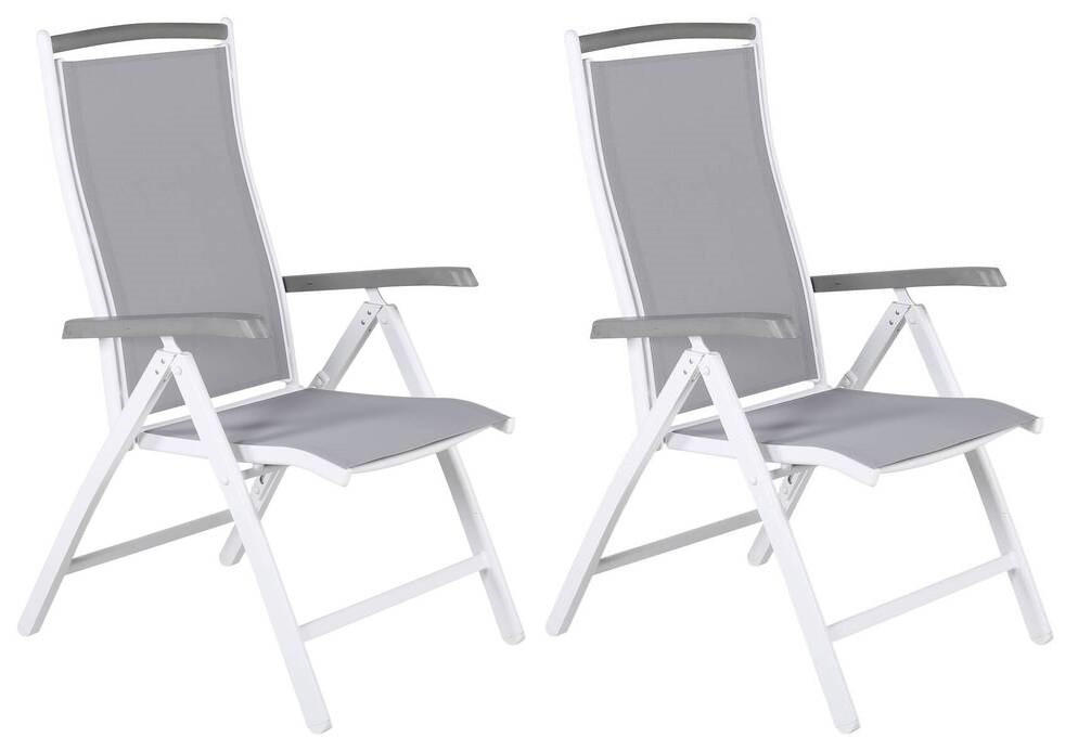 Gardenson Gartenklappsessel-Set Weiß, Grau 60x110x60 cm