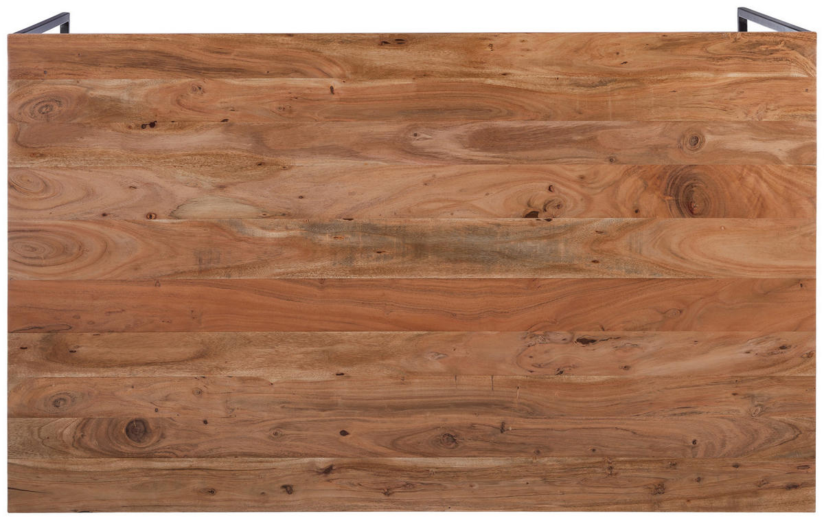 ESSTISCH Akazie massiv rechteckig Naturfarben, Schwarz, Akaziefarben  - Schwarz/Naturfarben, Design, Holz/Metall (180/95/76cm) - home24