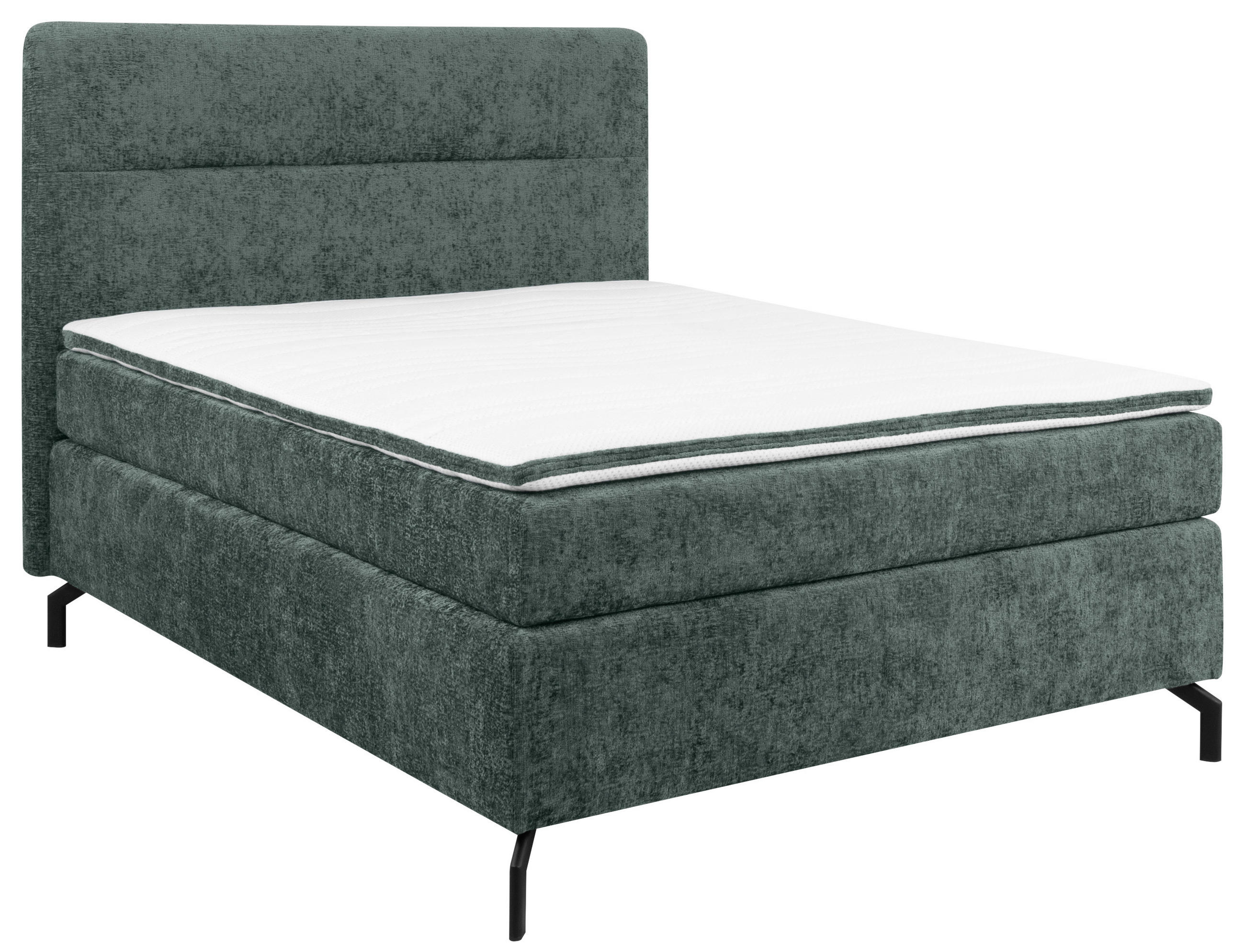 BOXSPRINGBETT 140/200 cm  in Dunkelgrau  - Dunkelgrau/Schwarz, Design, Textil/Metall (140/200cm) - Esposa