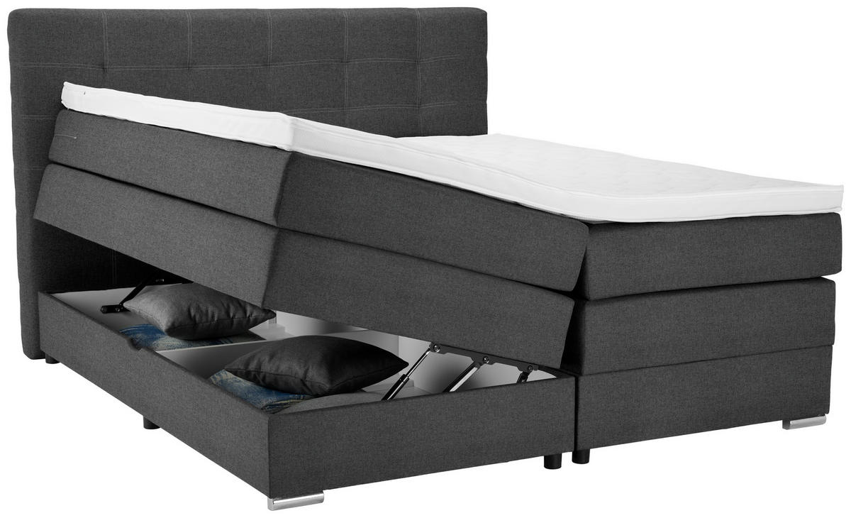 LIT BOXSPRING 180/200 cm  in Dunkelgrau  - Dunkelgrau/Silberfarben, Konventionell, Holz/Holzwerkstoff (180/200cm) - Moderano