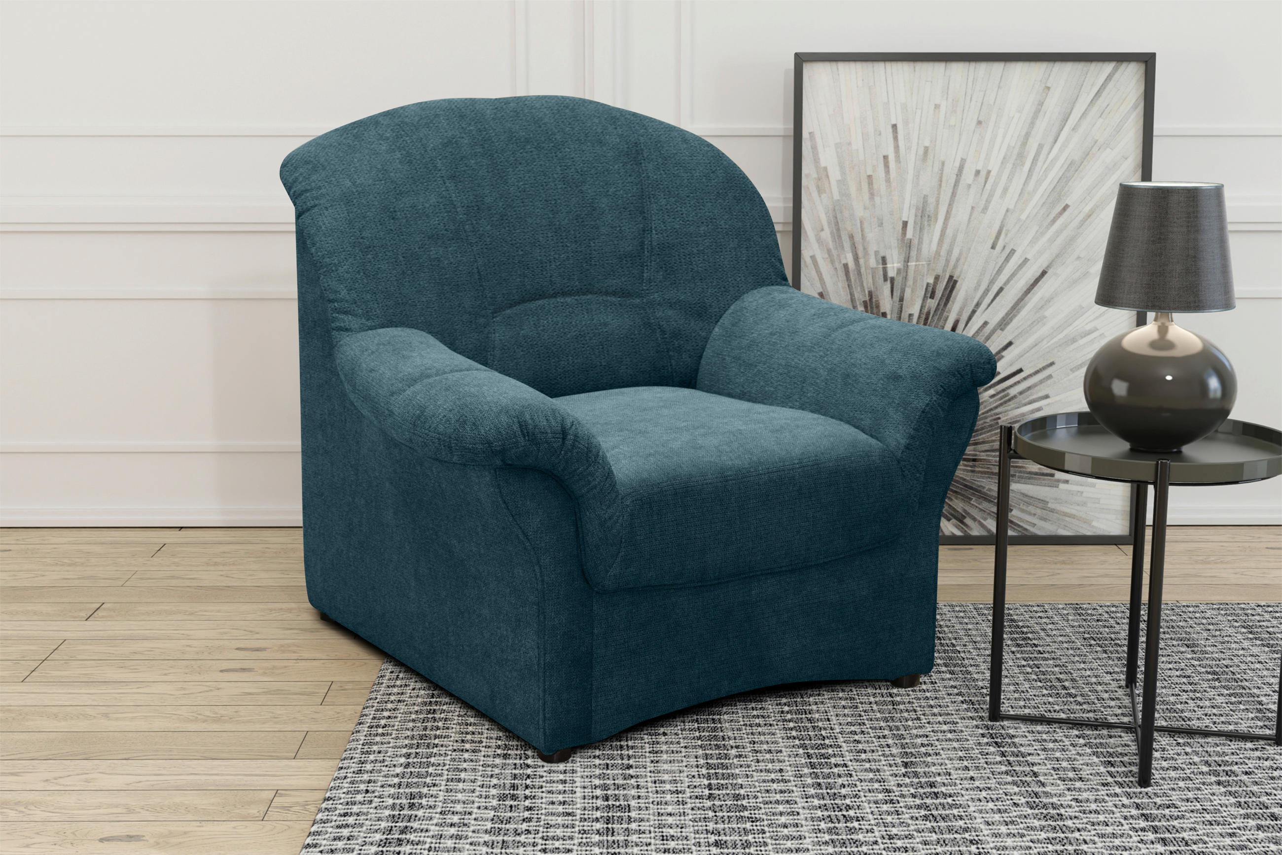 SESSEL Mikrofaser Petrol    - Petrol/Schwarz, KONVENTIONELL, Kunststoff/Textil (99/84/82cm) - MID.YOU