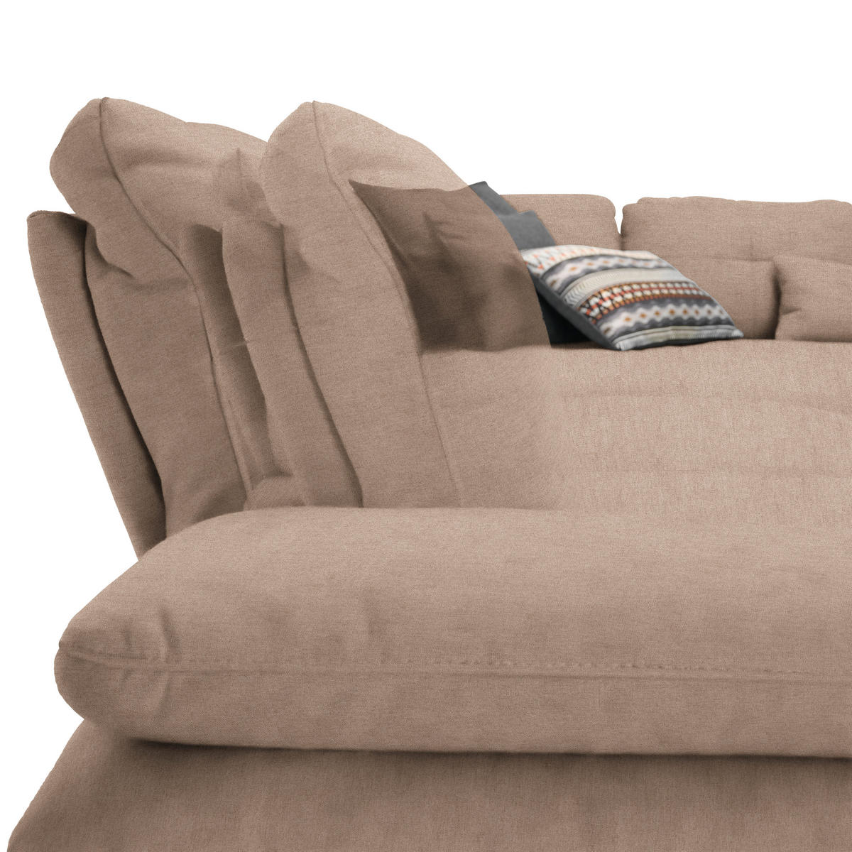 ECKSOFA in Flachgewebe Taupe  - Taupe/Schwarz, Design, Textil/Metall (344/271cm) - Chilliano