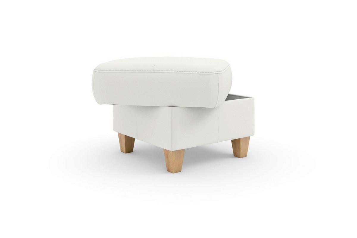 TABURETKA, koža, 58/48/58 cm - biela/farba duba, Basics, koža/drevo (58/48/58cm) - Sit & More