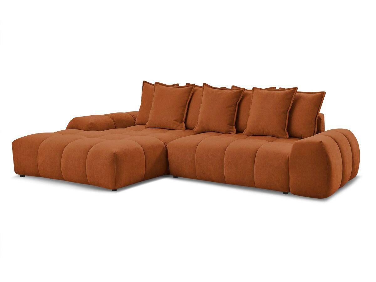 ECKSCHLAFSOFA EVEREST  mit Rücken echt, Armteil links, Armteil rechts Struktur Orange  - Schwarz/Orange, MODERN, Kunststoff/Textil (180/318cm) - Livetastic