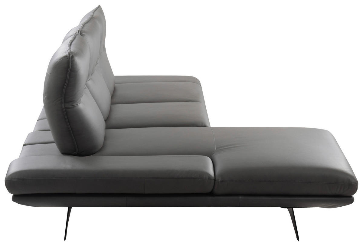 Colțar, piele, gri închis - gri închis/negru, Design, metal/piele (180/291cm) - Celina Home