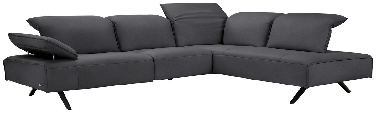 ECKSOFA Echtleder Dunkelgrau  - Dunkelgrau/Anthrazit, Design, Leder/Metall (290/230cm) - Johann Jakob