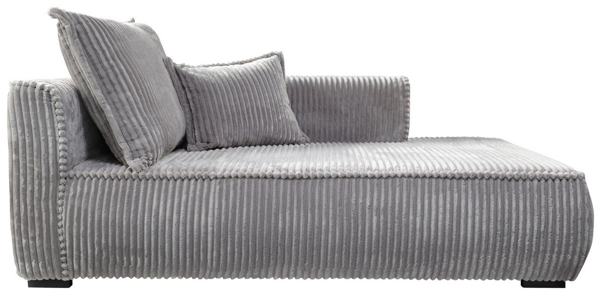 RÉCAMIERE Hellgrau Cord  - Hellgrau/Schwarz, Design, Holz/Textil (207/75/121cm) - MID.YOU