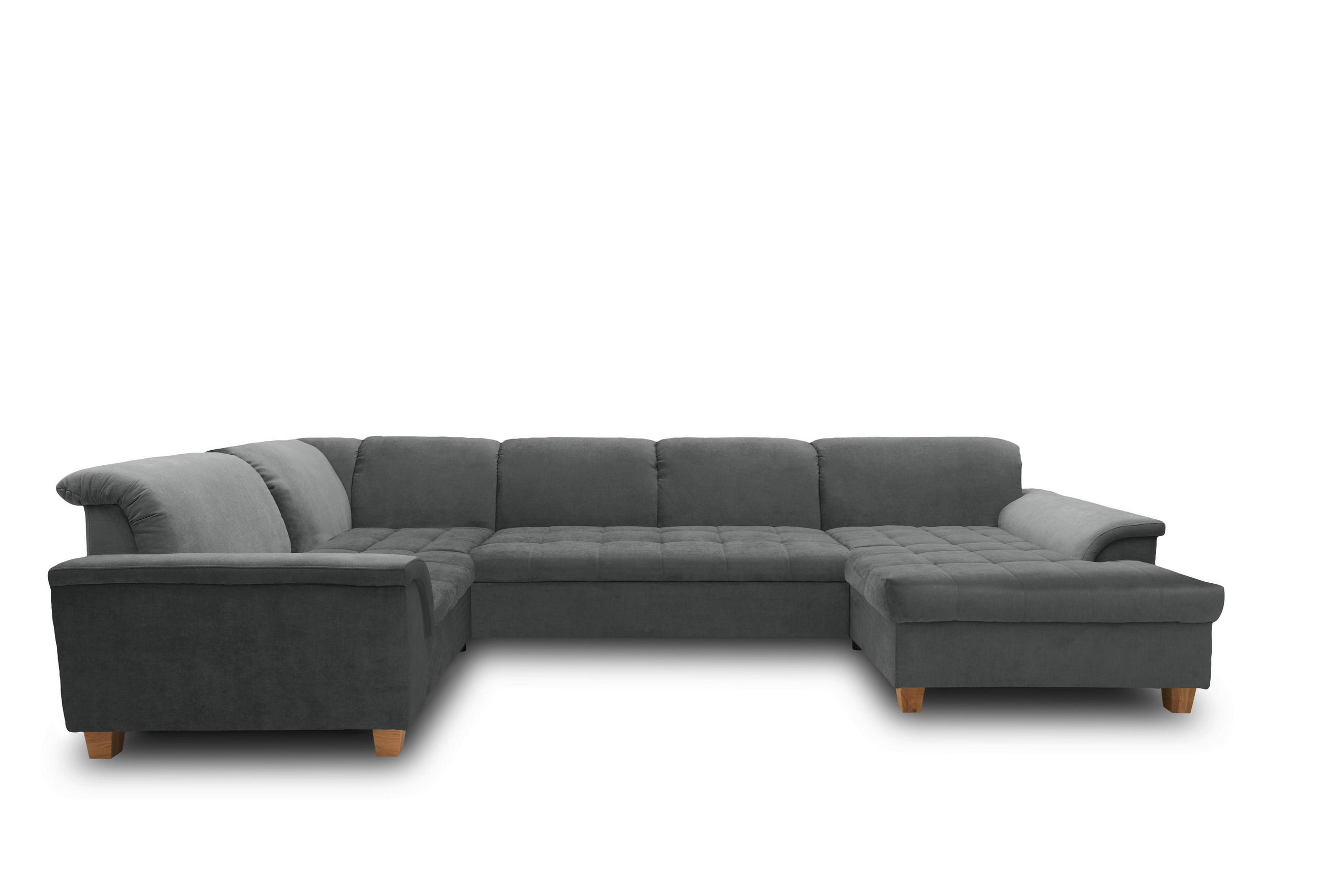 WOHNLANDSCHAFT Dunkelgrau Mikrofaser - Eichefarben/Dunkelgrau, KONVENTIONELL, Holz/Textil (206/344/162cm) - MID.YOU