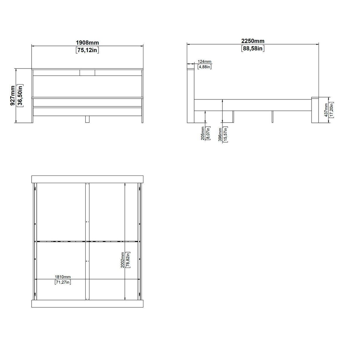 BETT 180/200 cm  in Eichefarben, Weiß  - Eichefarben/Weiß, KONVENTIONELL (180/200cm) - Boxxx