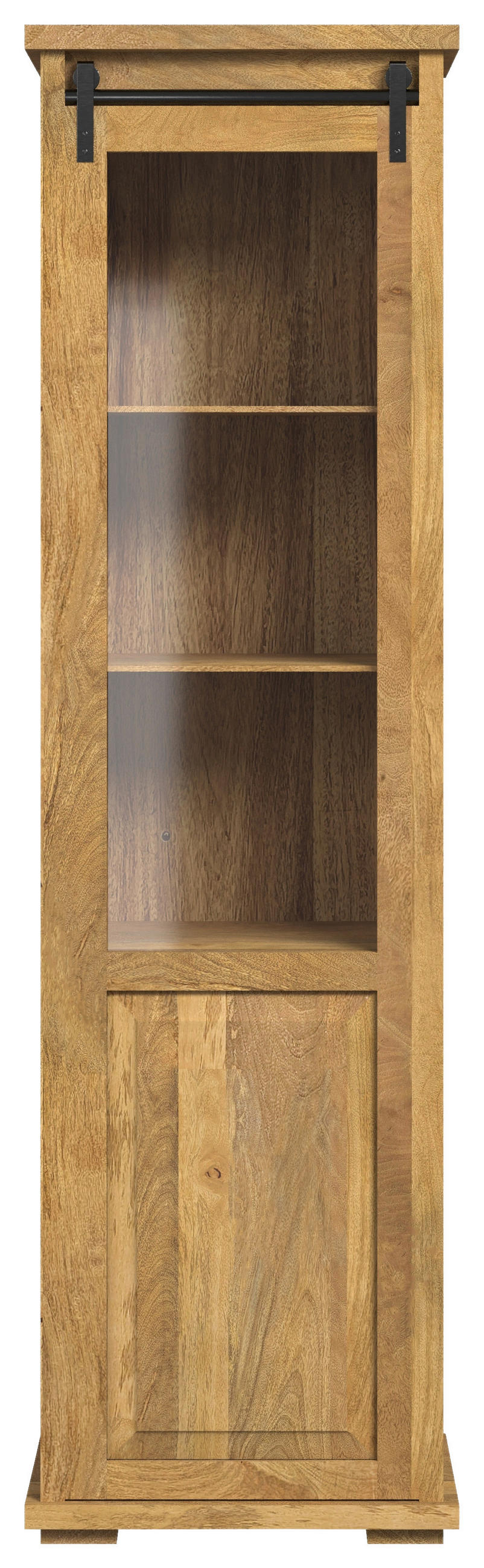 VITRINE  in massiv Mangoholz Honig  - Schwarz/Honig, KONVENTIONELL, Glas/Holz (57/201/45cm) - MID.YOU