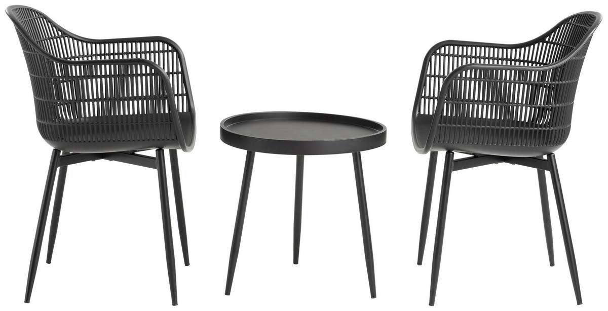 BALKONSET  - Schwarz, MODERN, Kunststoff/Metall (53/85/63cm) - Ambia Garden