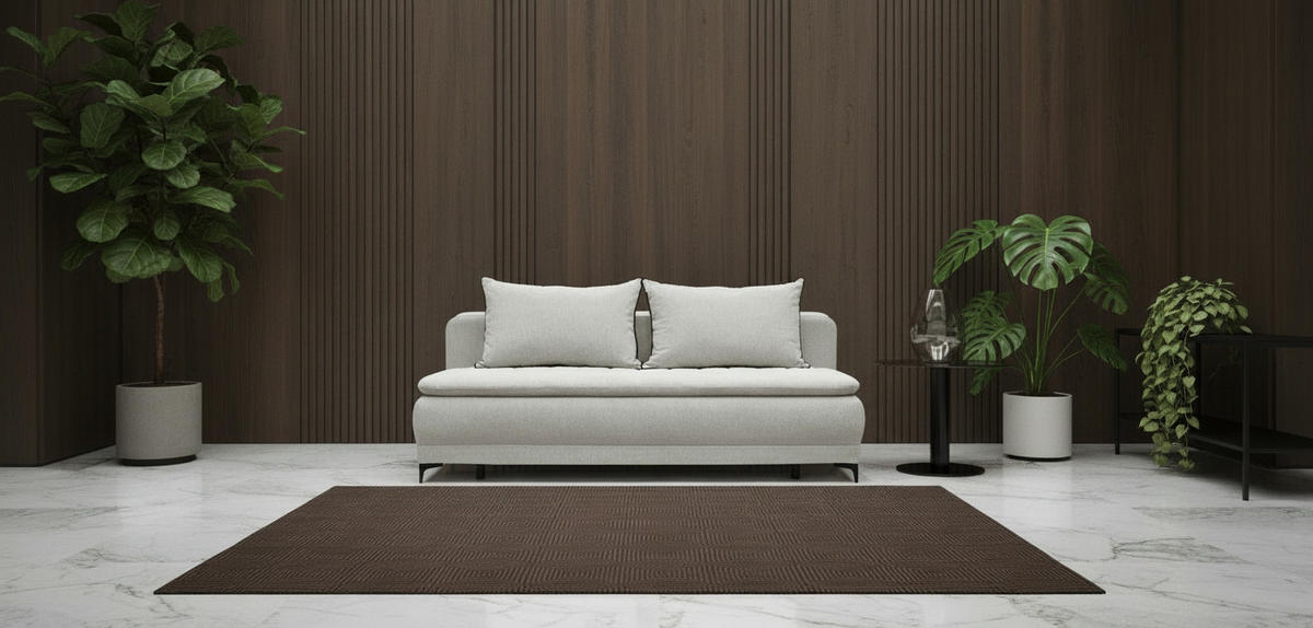 SCHLAFSOFA MOLISS in Flachgewebe Weiß  - Schwarz/Weiß, Basics, Textil/Metall (202/98/78cm) - Livetastic